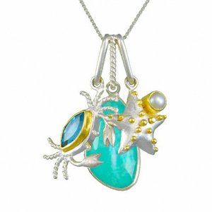 Sterling Silver and 22K Gold Vermeil Sealife Pendant